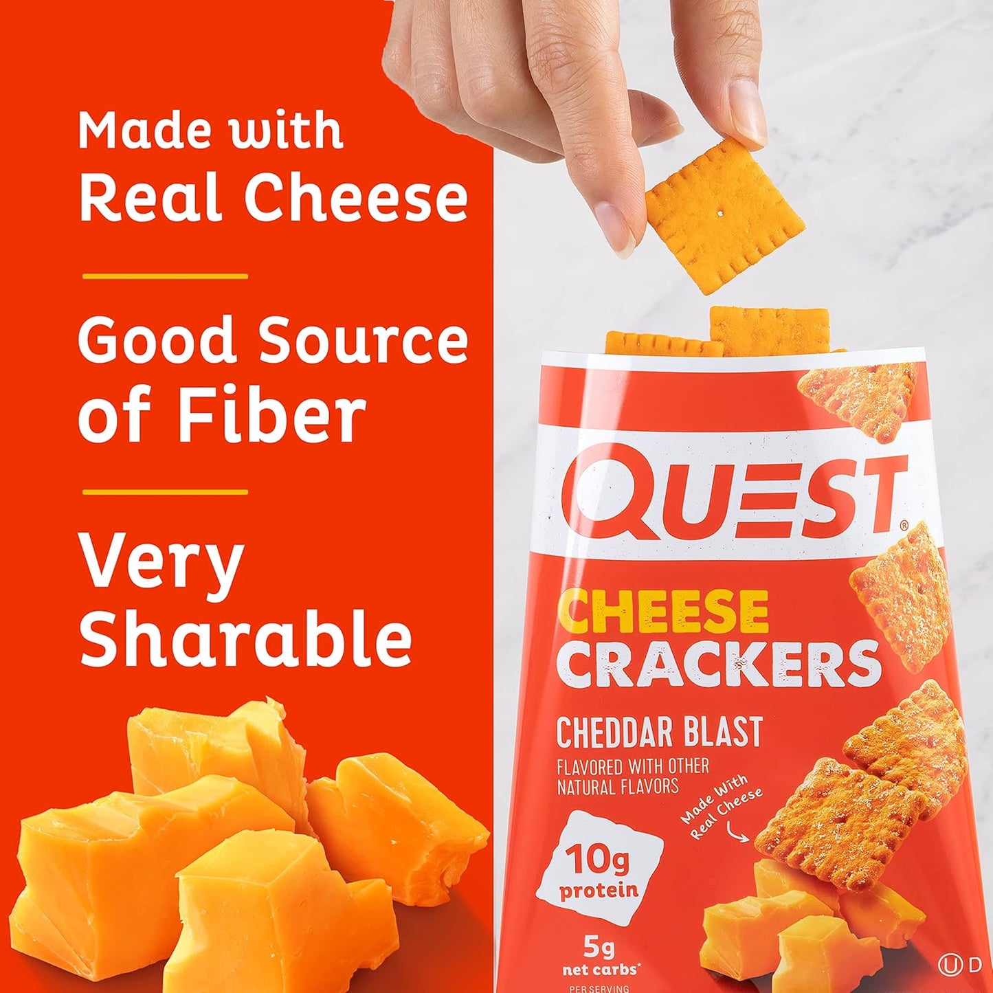 Quest Nutrition Cheese Crackers, Cheddar Blast, Made with Real Cheese