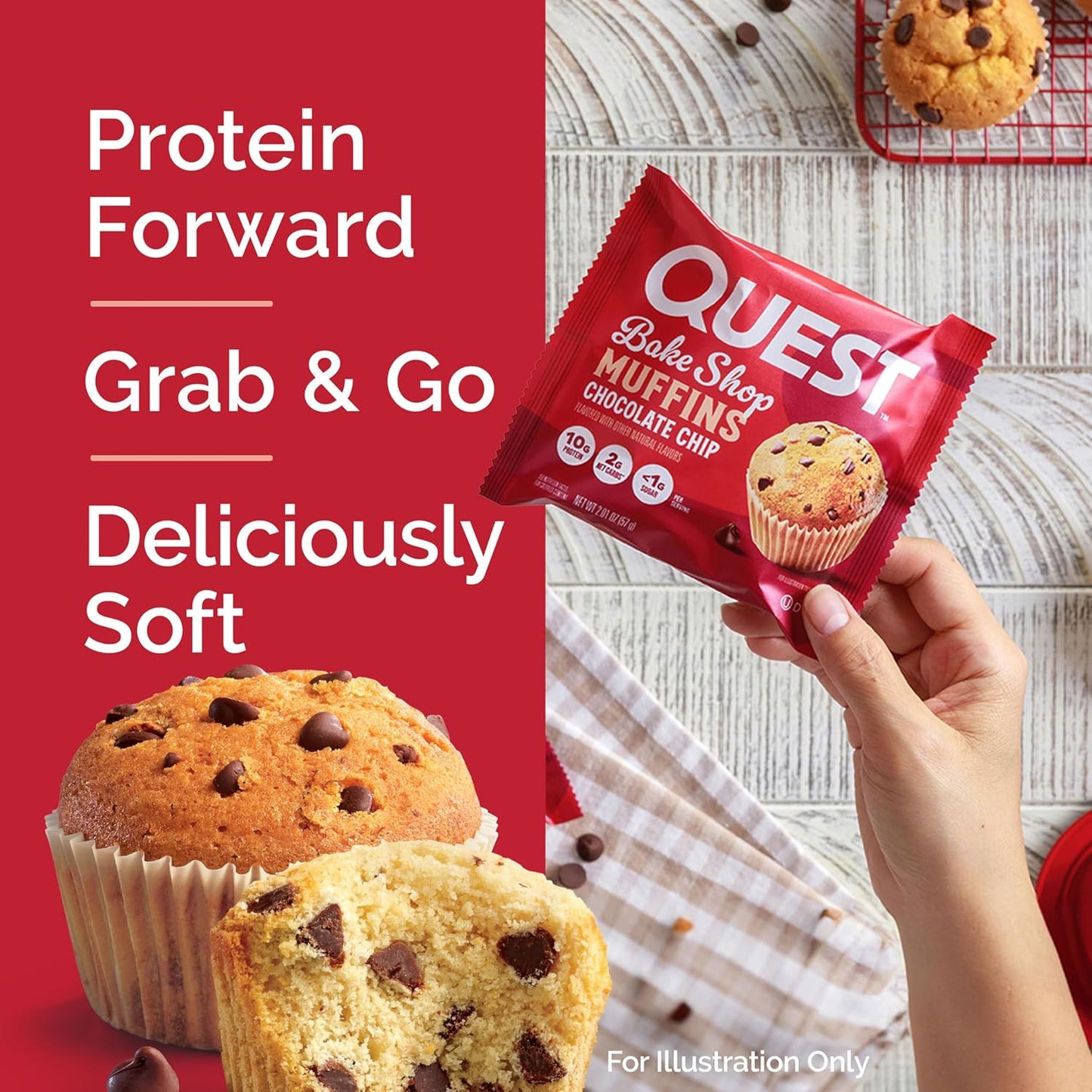 Quest Bake Shop, Chocolate Chip Muffins, High protein, low sugar