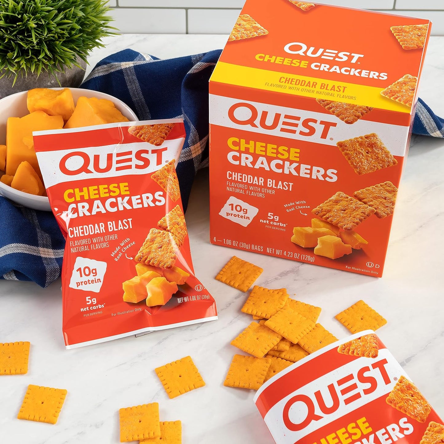 Quest Nutrition Cheese Crackers, Cheddar Blast, Made with Real Cheese