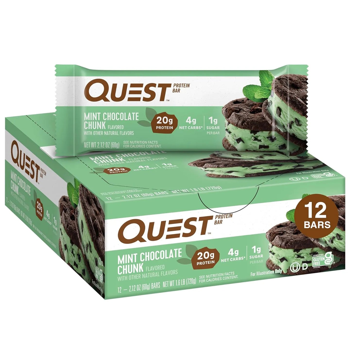 Quest Nutrition Chocolate Chip Cookie Dough Protein Bars, High Protein, low sugar