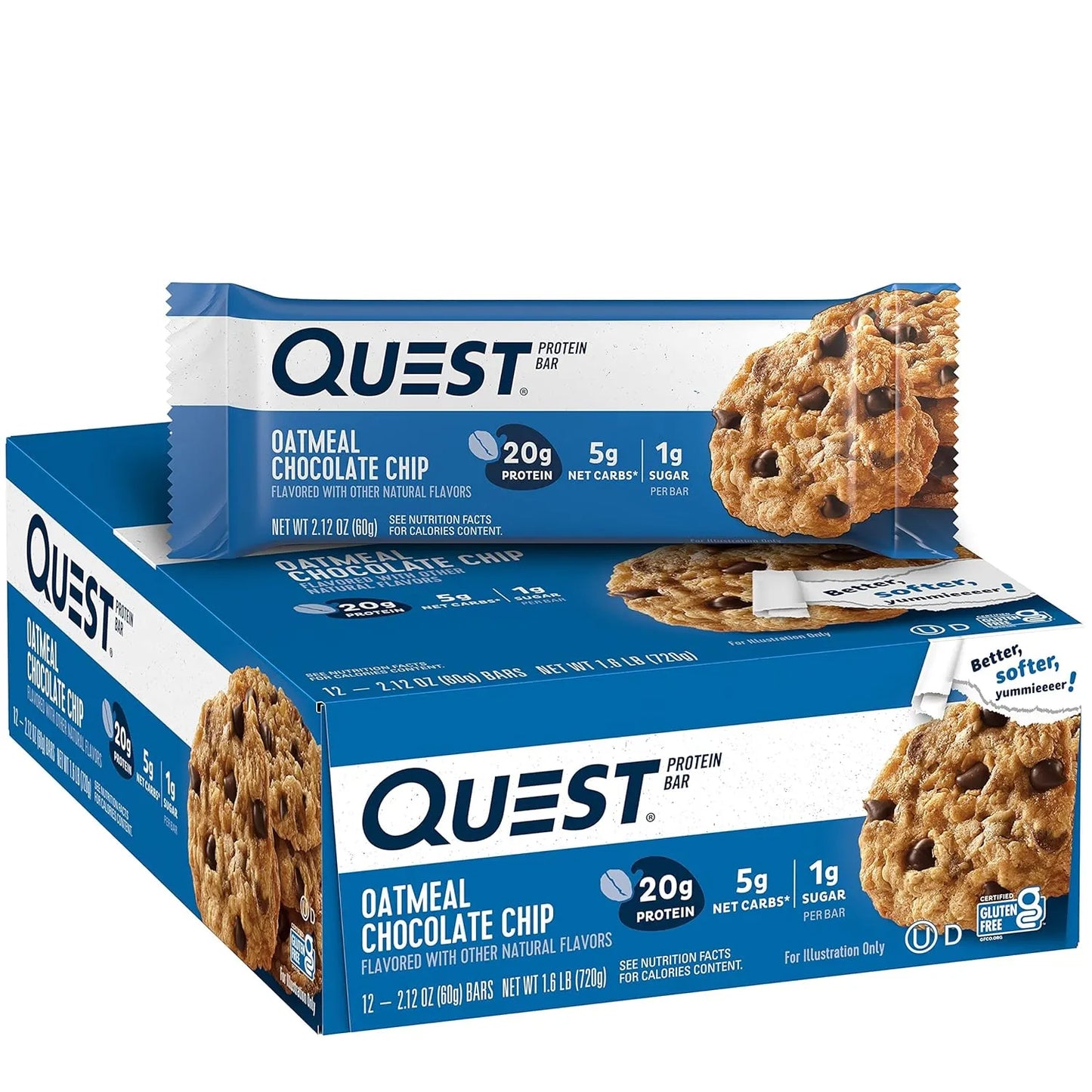 Quest Nutrition Chocolate Chip Cookie Dough Protein Bars, High Protein, low sugar