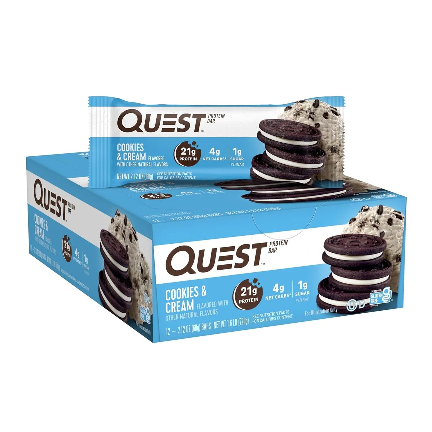 Quest Nutrition Chocolate Chip Cookie Dough Protein Bars, High Protein, low sugar